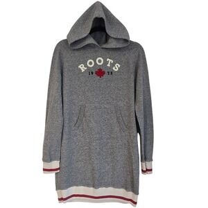 Roots Cabin‎ Grey Hoodie Dress Maple Leaf Logo Casual Comfort XXLT